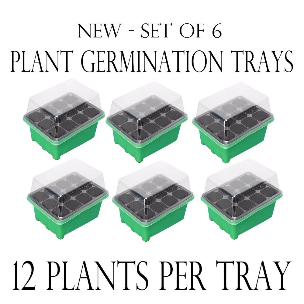 NEW 6 Pack Germination Tray Garden Supplies Gardening Plant Starter Trays 12 Pla